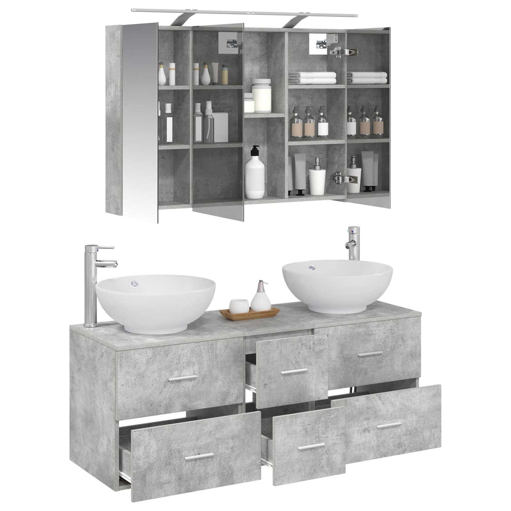 vidaXL Zestaw mebli łazienkowych 4 pcs Betonowy szary