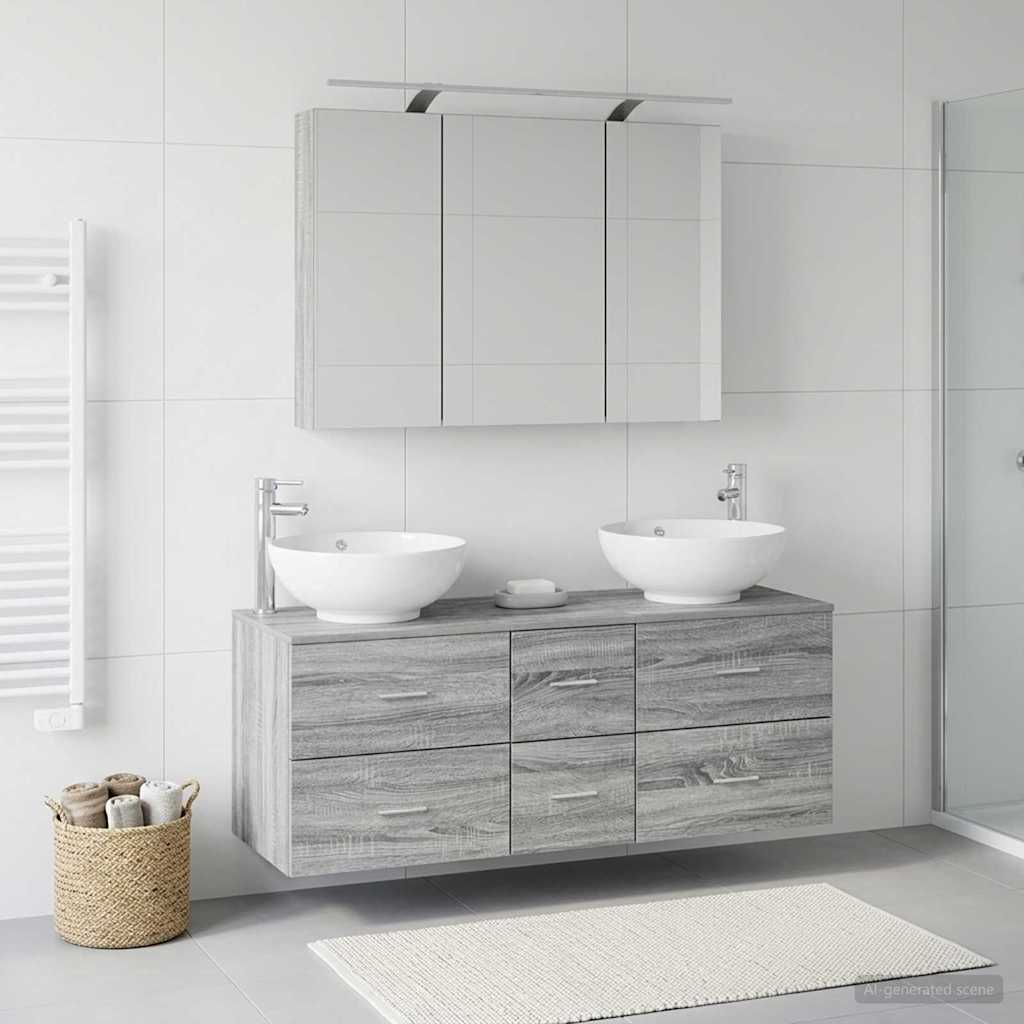 vidaXL Zestaw mebli łazienkowych 4 pcs Szary Sonoma