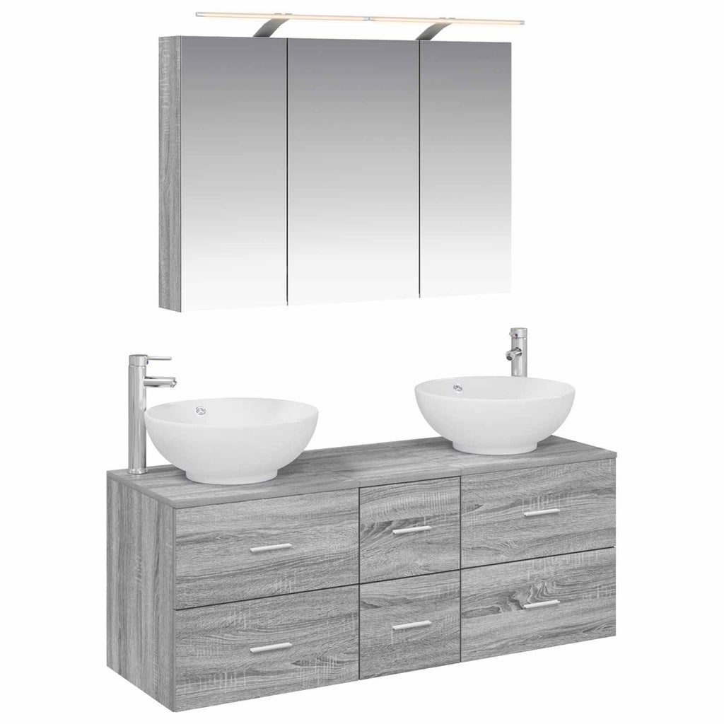 vidaXL Zestaw mebli łazienkowych 4 pcs Szary Sonoma