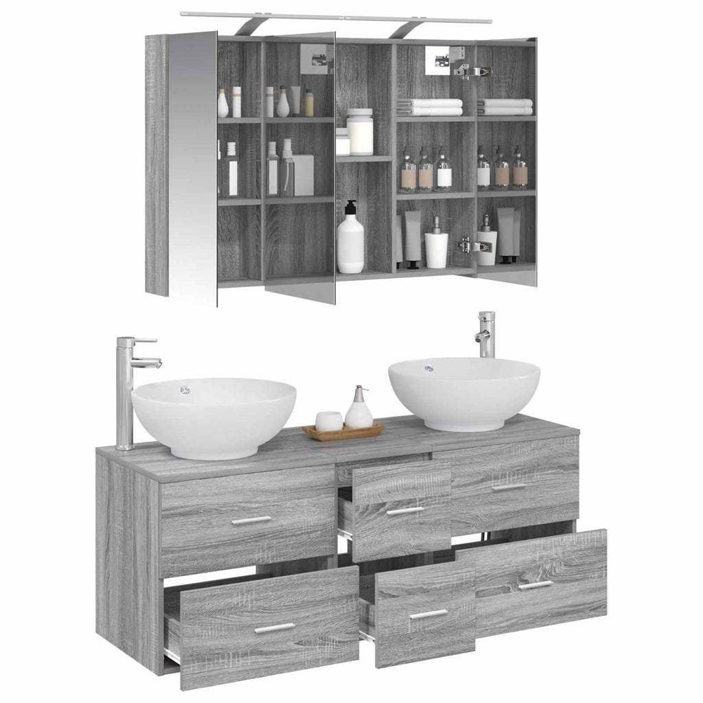 vidaXL Zestaw mebli łazienkowych 4 pcs Szary Sonoma