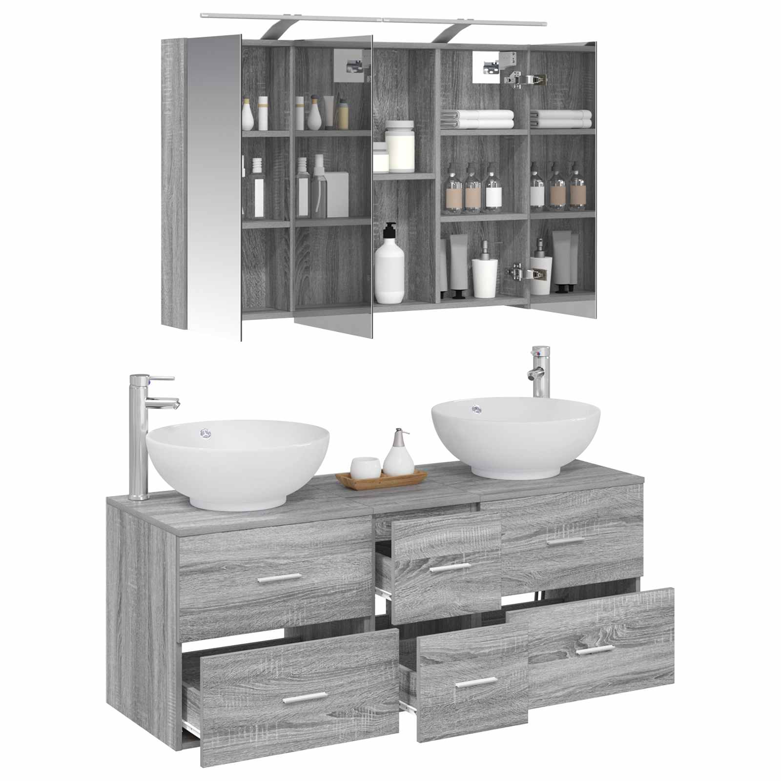 vidaXL Zestaw mebli łazienkowych 4 pcs Szary Sonoma