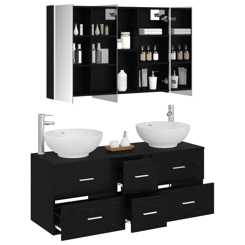 vidaXL Zestaw mebli łazienkowych 4 pcs Czarny dąb