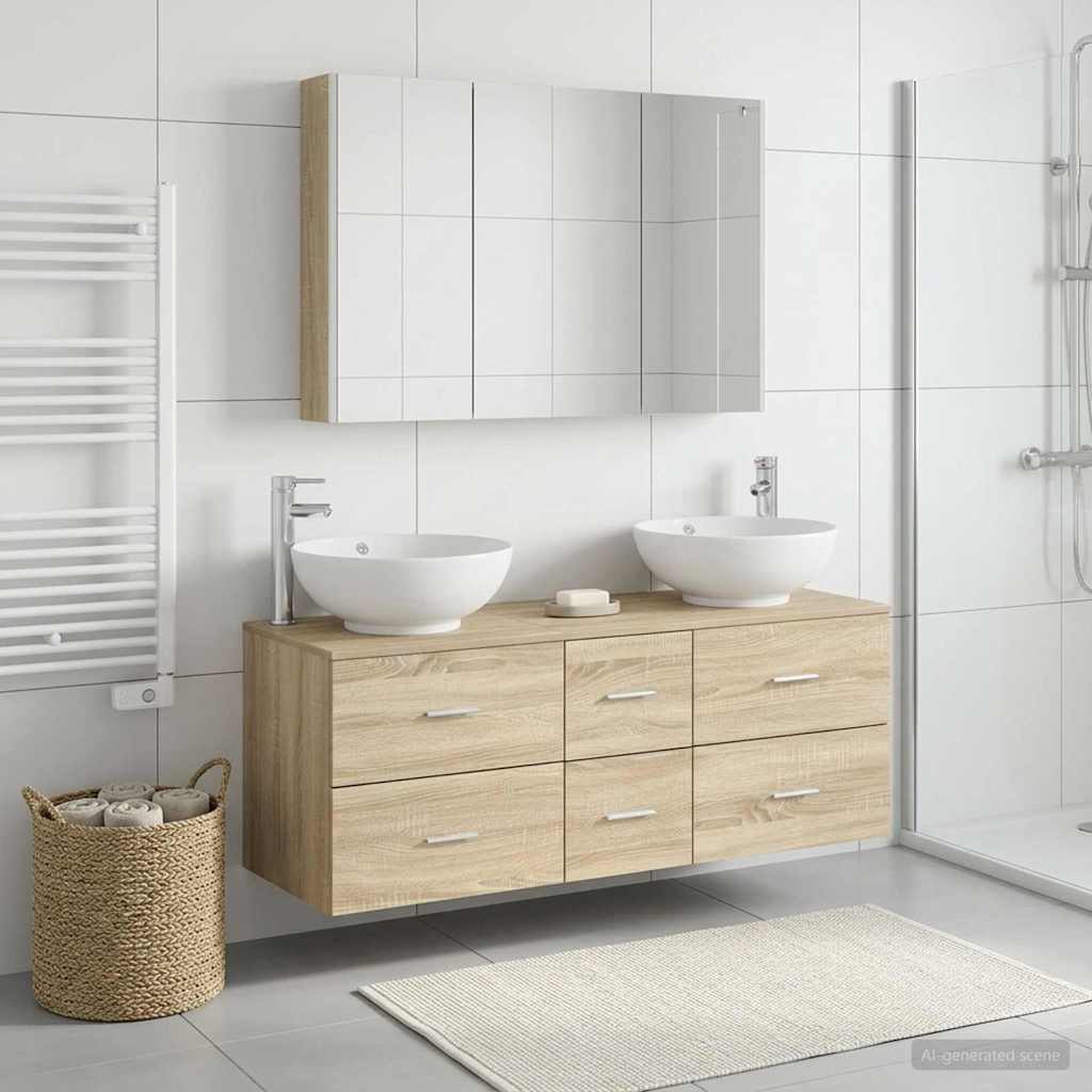 vidaXL Zestaw mebli łazienkowych 4 pcs dąb Sonoma