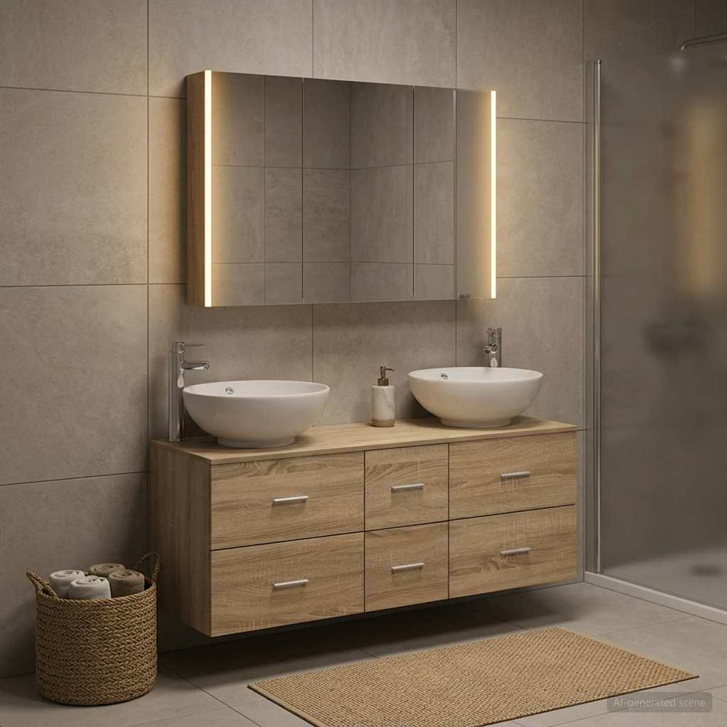 vidaXL Zestaw mebli łazienkowych 4 pcs dąb Sonoma