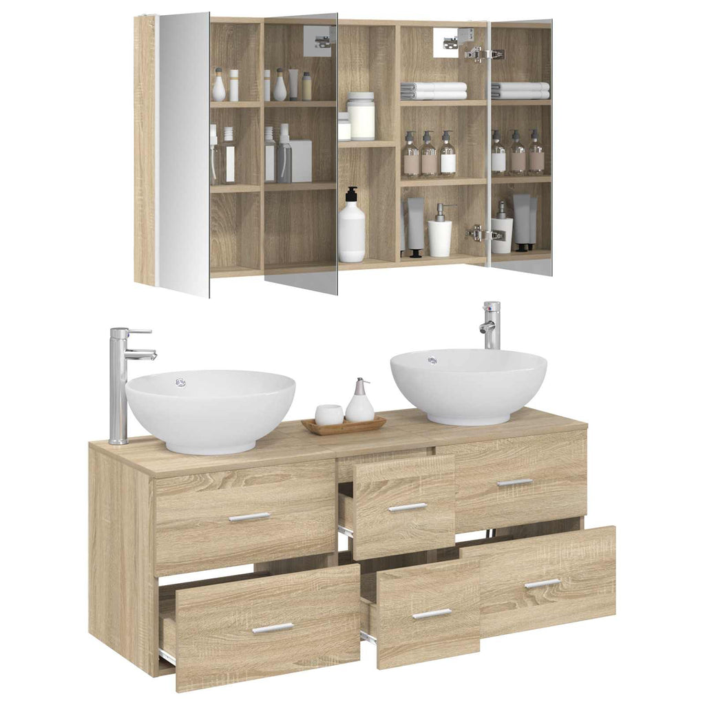 vidaXL Zestaw mebli łazienkowych 4 pcs dąb Sonoma