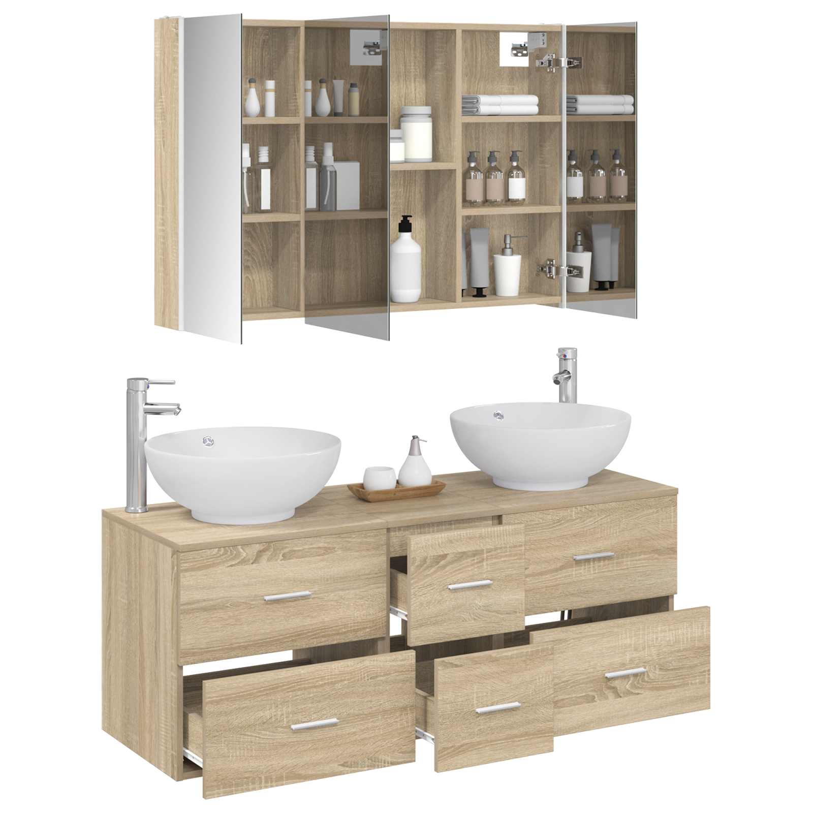 vidaXL Zestaw mebli łazienkowych 4 pcs dąb Sonoma