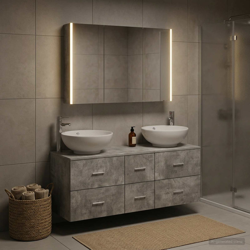 vidaXL Zestaw mebli łazienkowych 4 pcs Betonowy szary