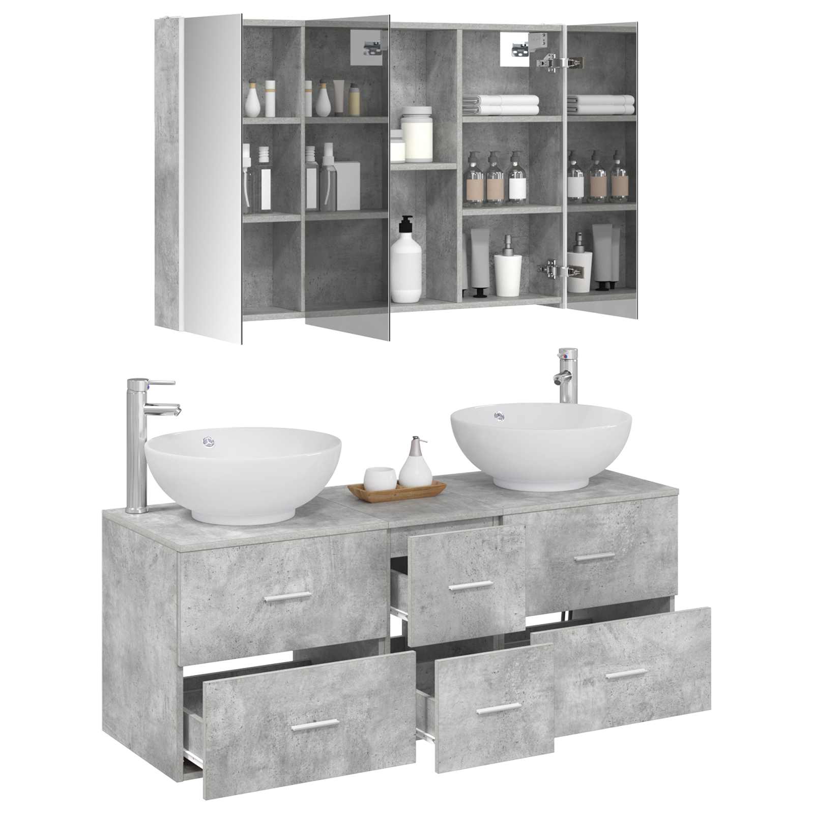 vidaXL Zestaw mebli łazienkowych 4 pcs Betonowy szary