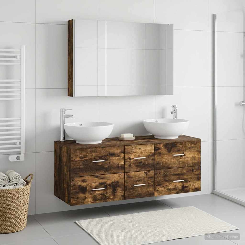 vidaXL Zestaw mebli łazienkowych 4 pcs Dąb wędzony