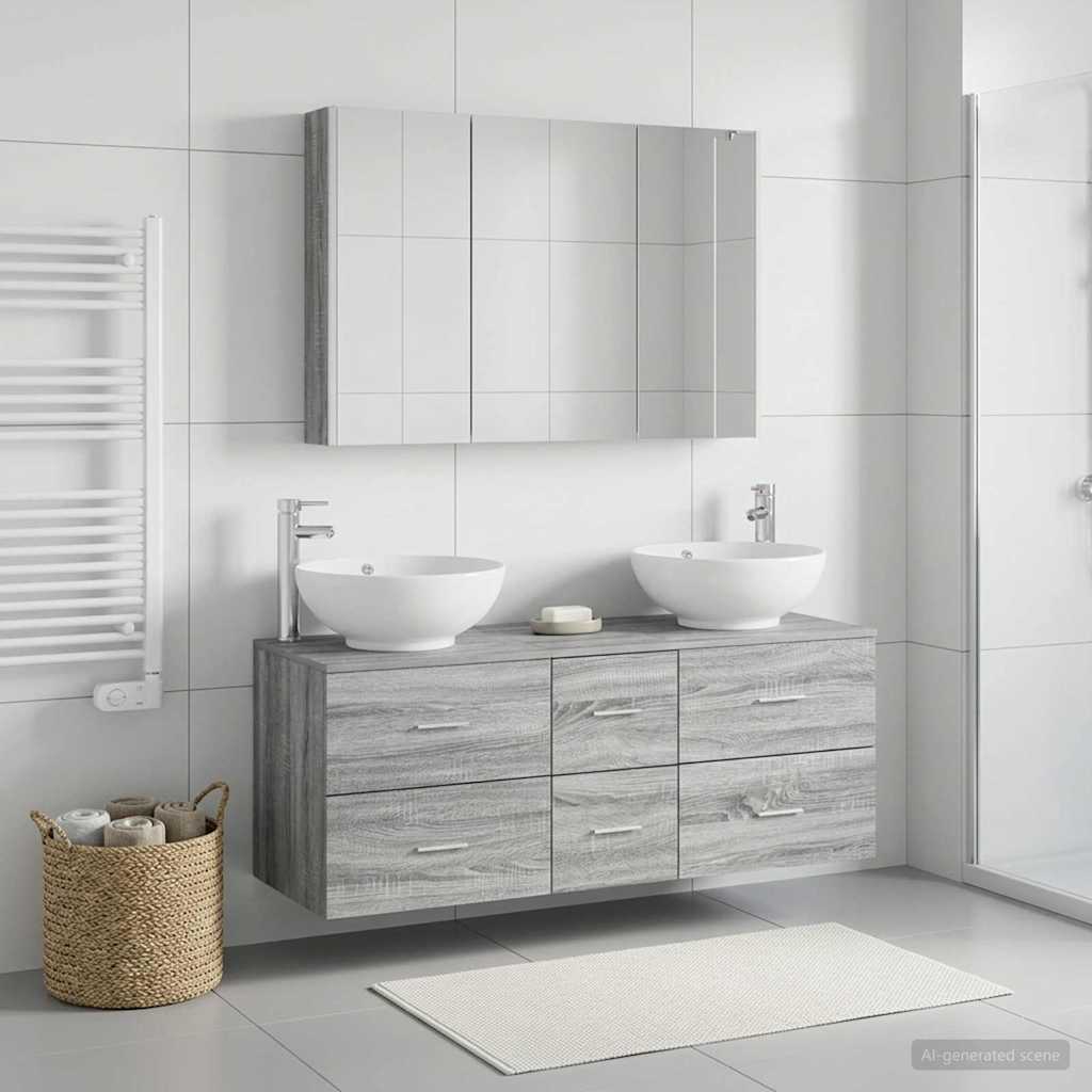 vidaXL Zestaw mebli łazienkowych 4 pcs Szary Sonoma