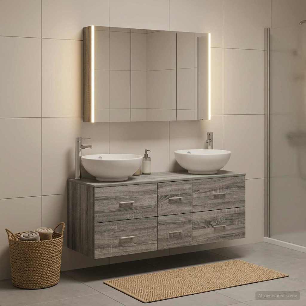 vidaXL Zestaw mebli łazienkowych 4 pcs Szary Sonoma