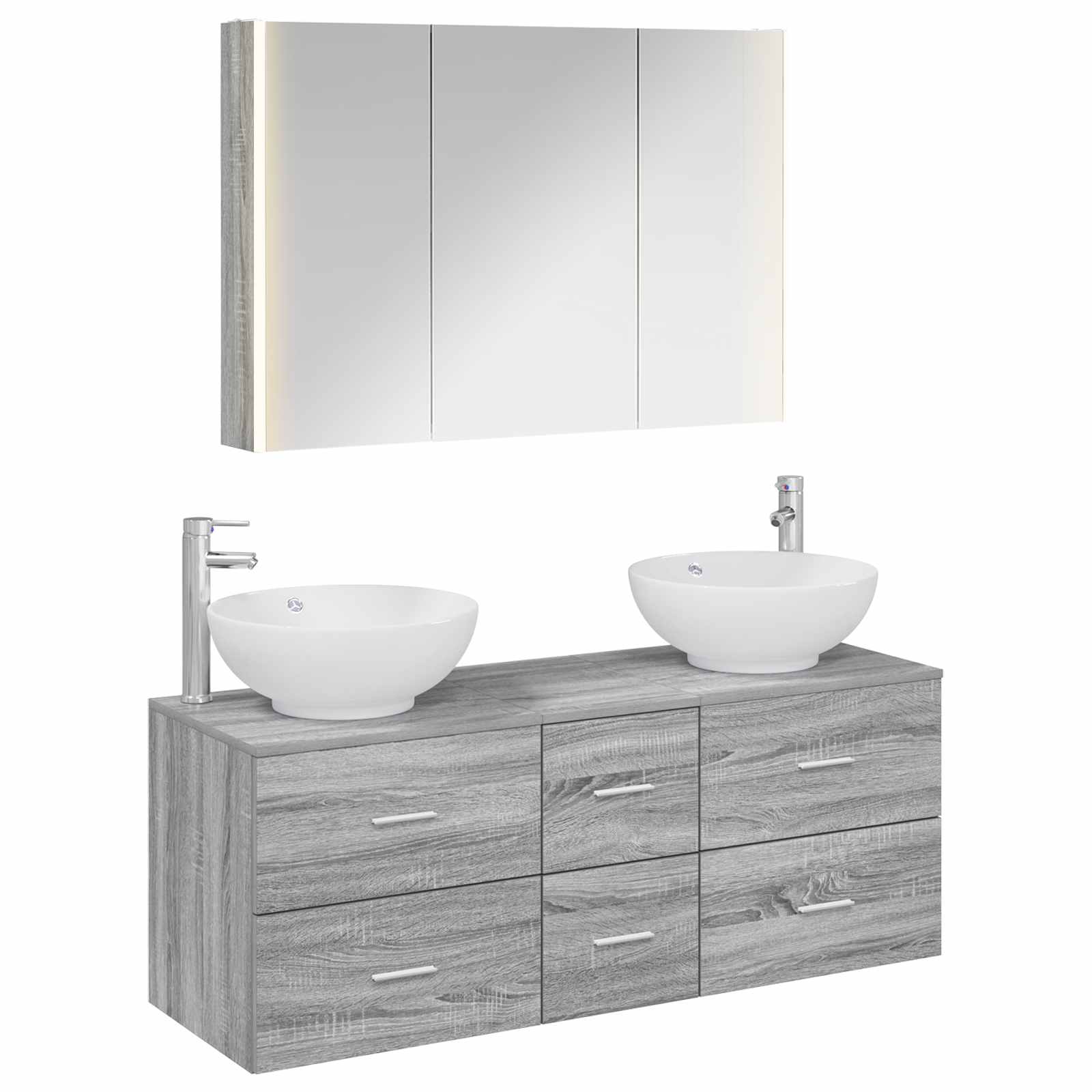 vidaXL Zestaw mebli łazienkowych 4 pcs Szary Sonoma