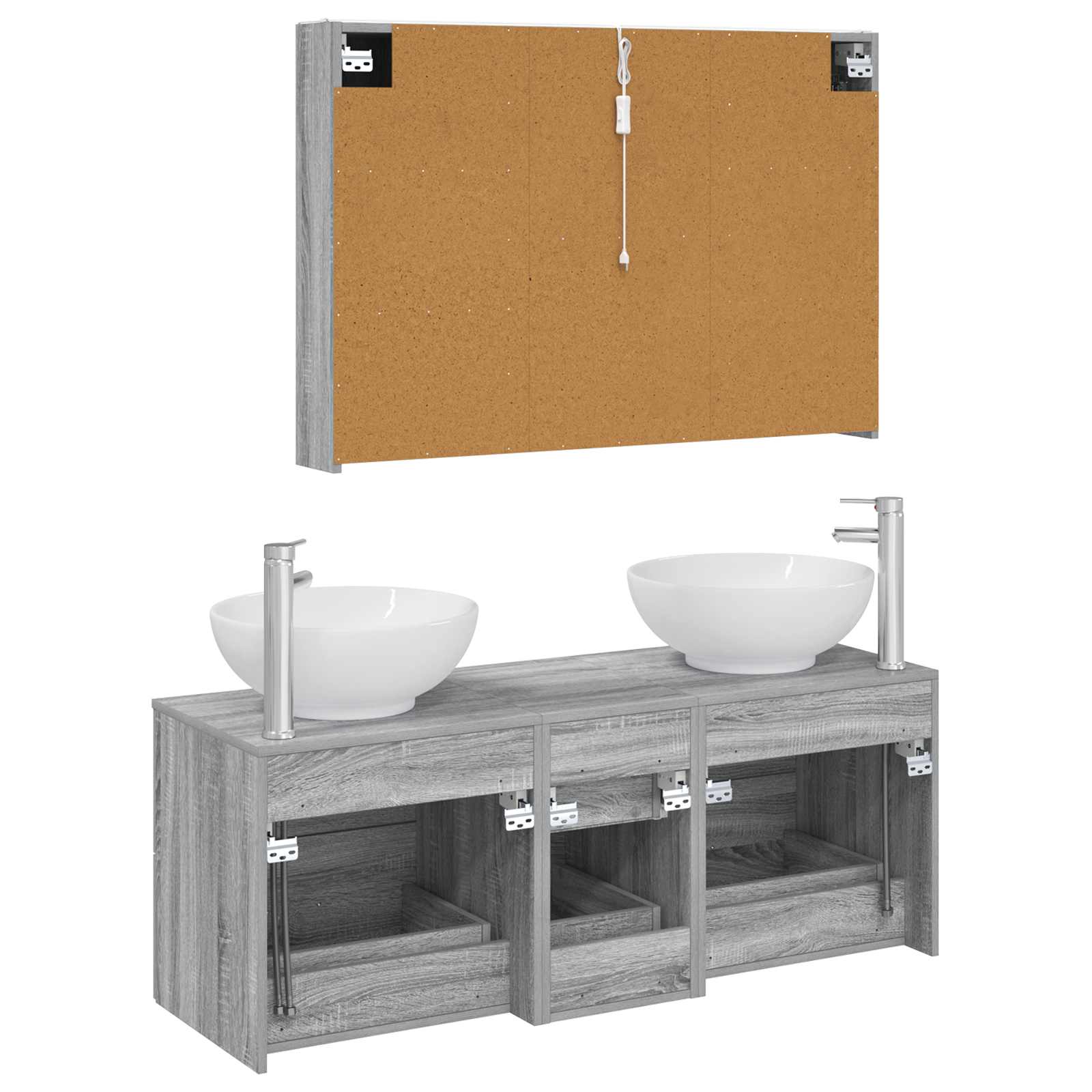 vidaXL Zestaw mebli łazienkowych 4 pcs Szary Sonoma