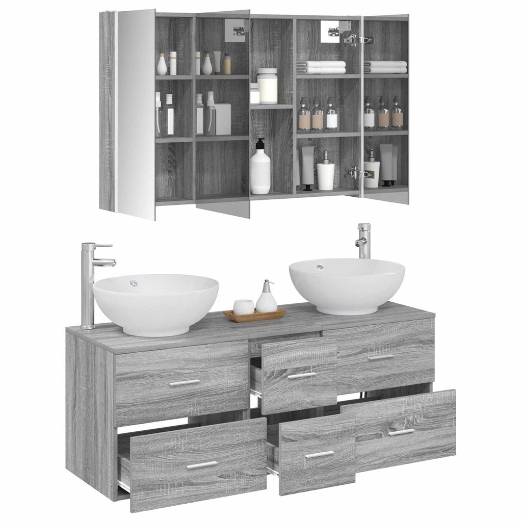 vidaXL Zestaw mebli łazienkowych 4 pcs Szary Sonoma
