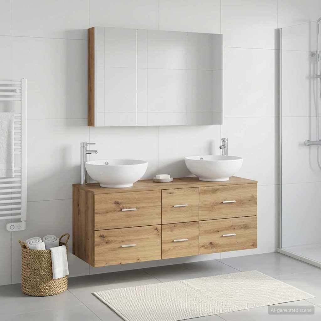 vidaXL Zestaw mebli łazienkowych 4 pcs Dąb artisan