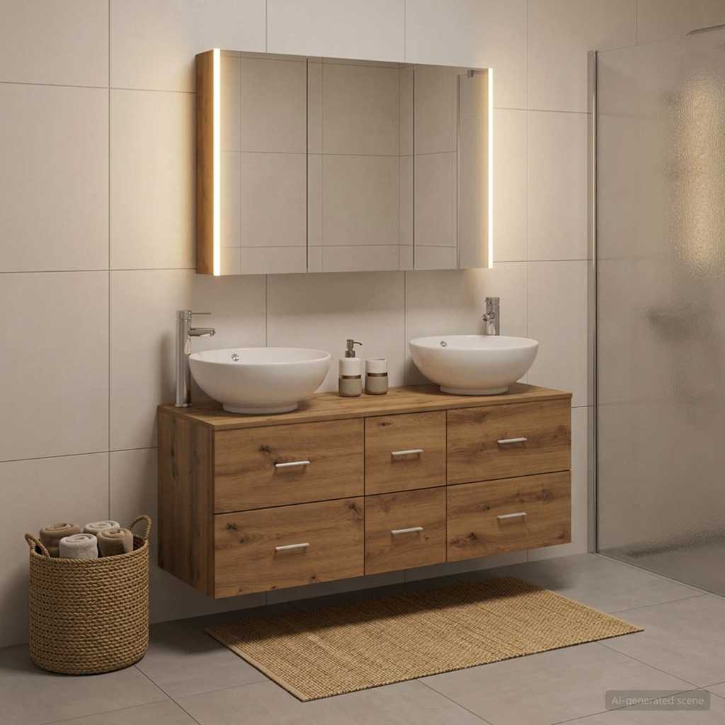 vidaXL Zestaw mebli łazienkowych 4 pcs Dąb artisan