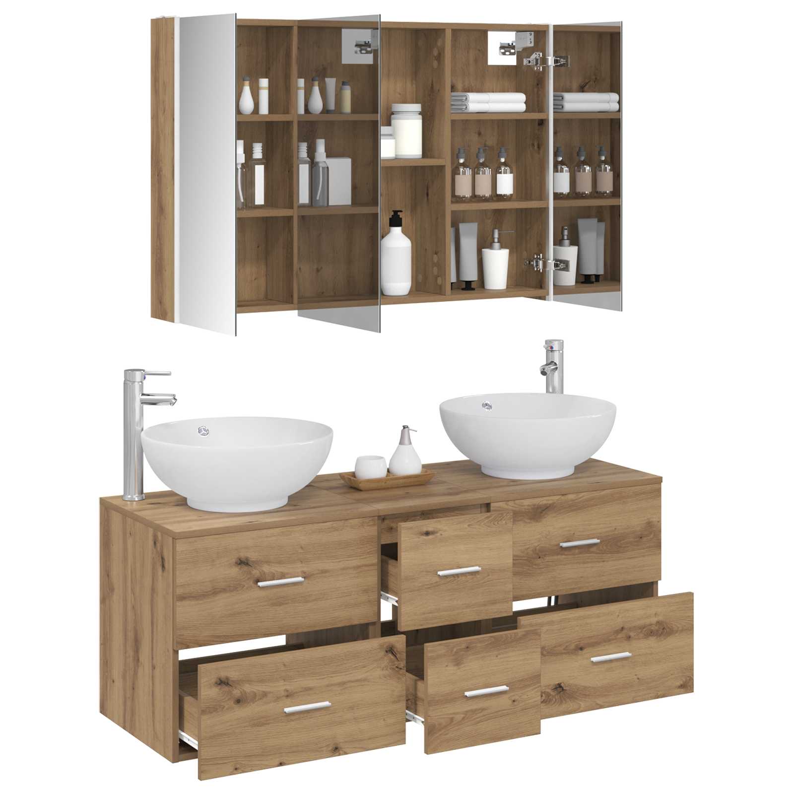 vidaXL Zestaw mebli łazienkowych 4 pcs Dąb artisan
