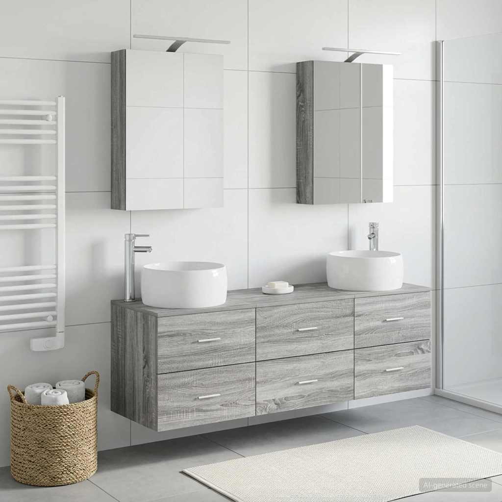 vidaXL Zestaw mebli łazienkowych 5 pcs Szary Sonoma
