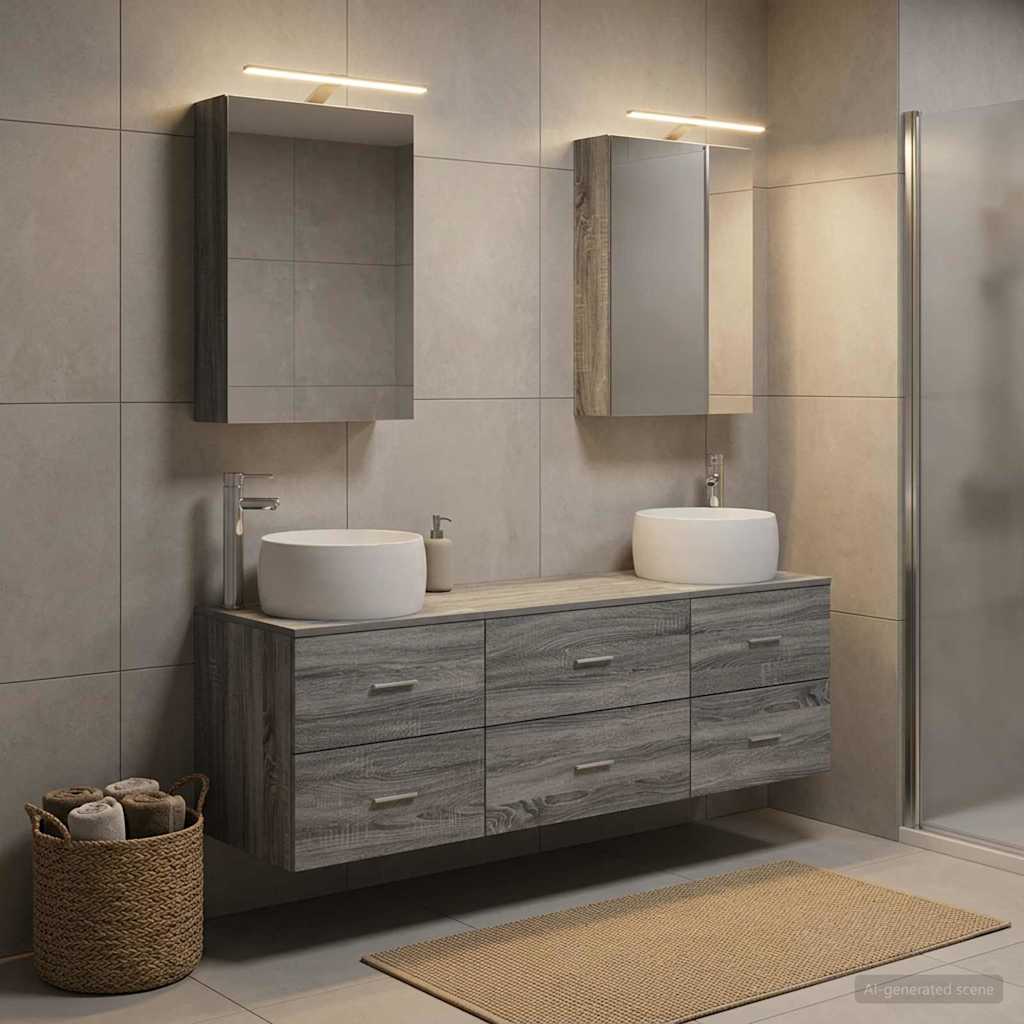 vidaXL Zestaw mebli łazienkowych 5 pcs Szary Sonoma