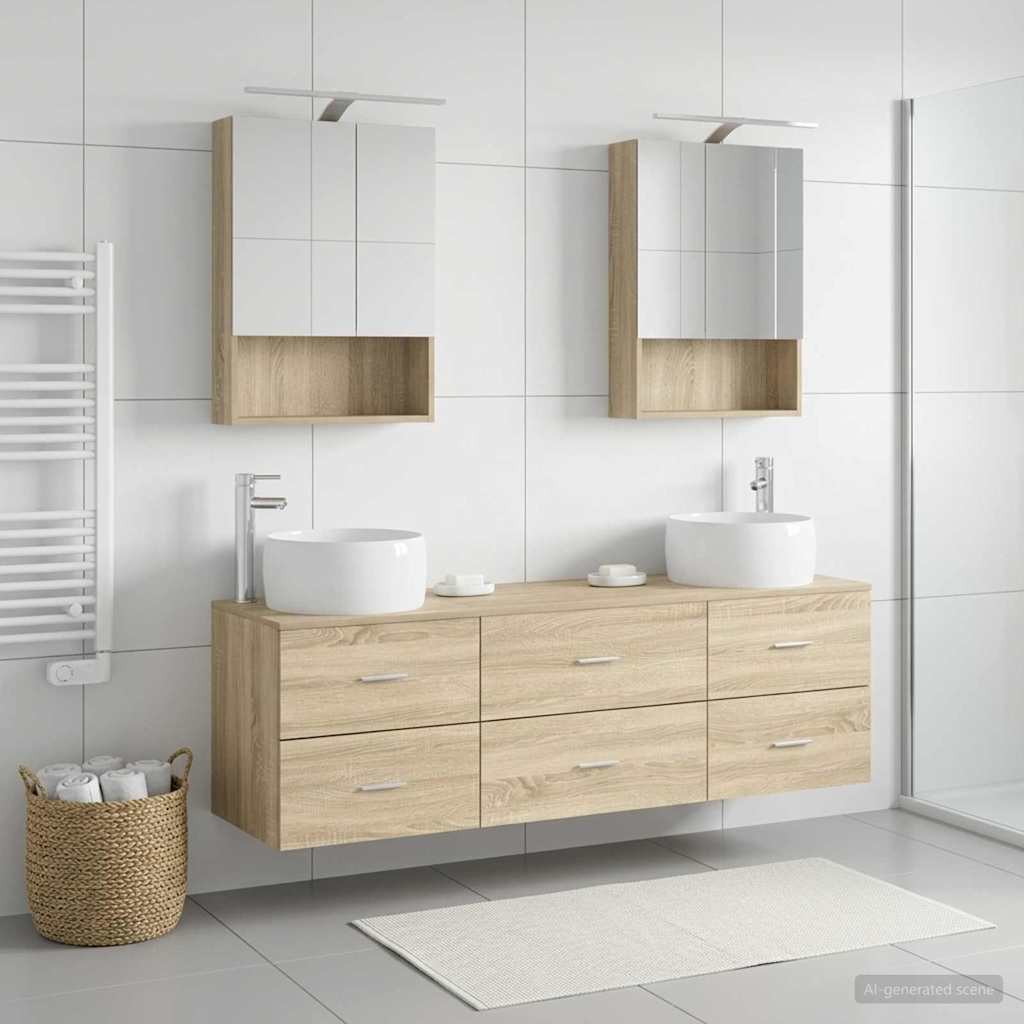 vidaXL Zestaw mebli łazienkowych 5 pcs dąb Sonoma
