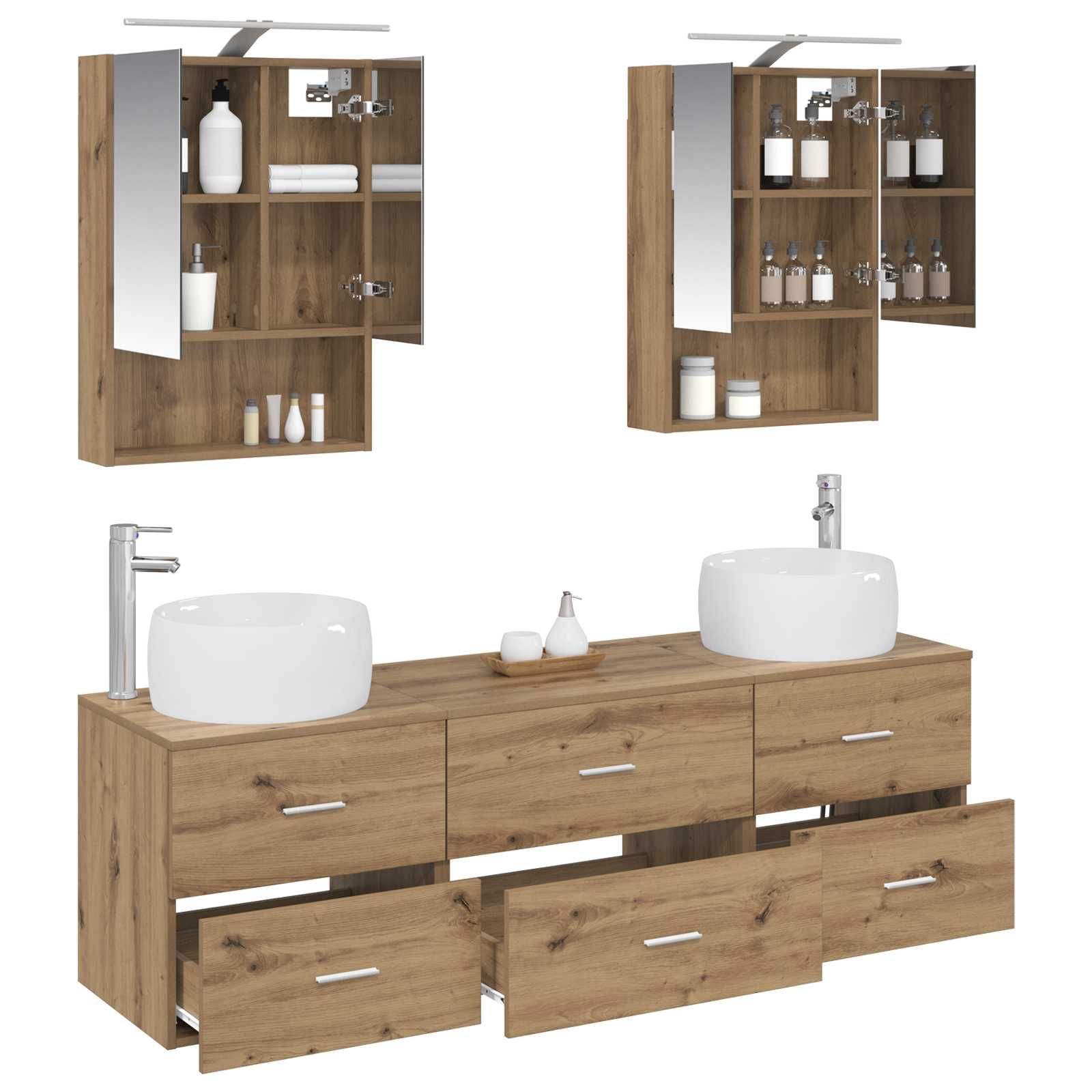 vidaXL Zestaw mebli łazienkowych 5 pcs Dąb artisan