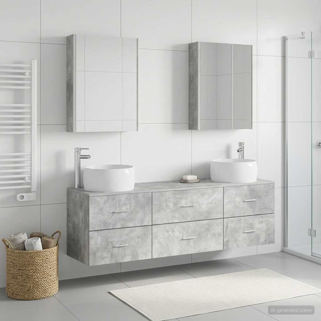 vidaXL Zestaw mebli łazienkowych 5 pcs Betonowy szary
