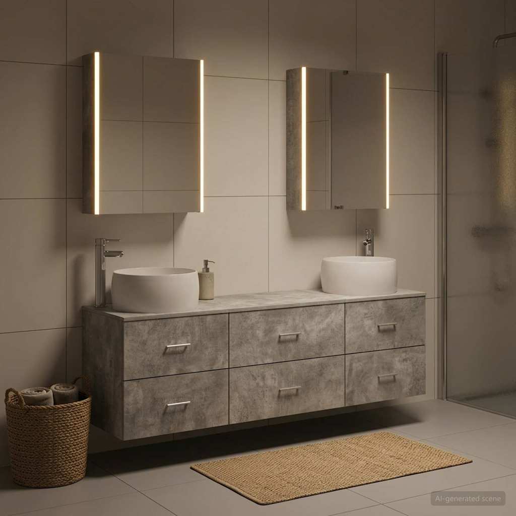 vidaXL Zestaw mebli łazienkowych 5 pcs Betonowy szary