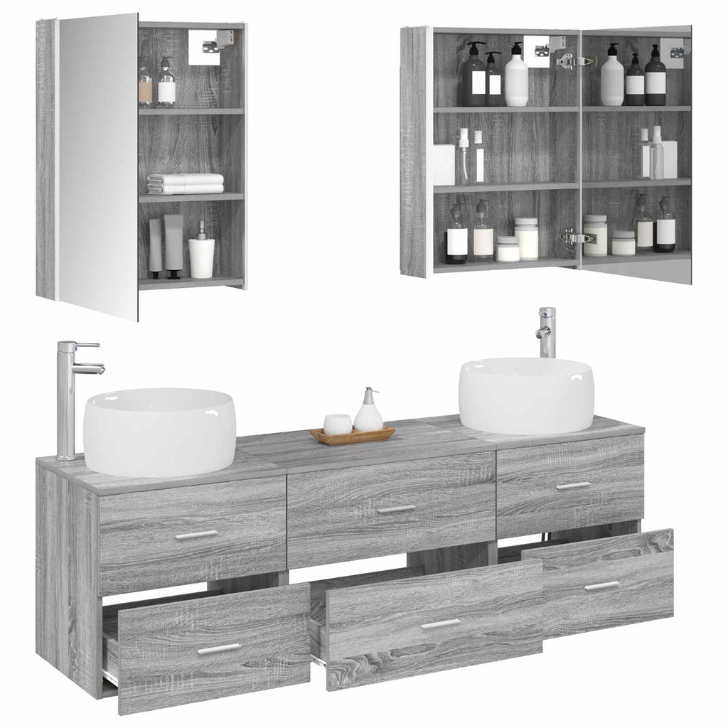 vidaXL Zestaw mebli łazienkowych 5 pcs Szary Sonoma