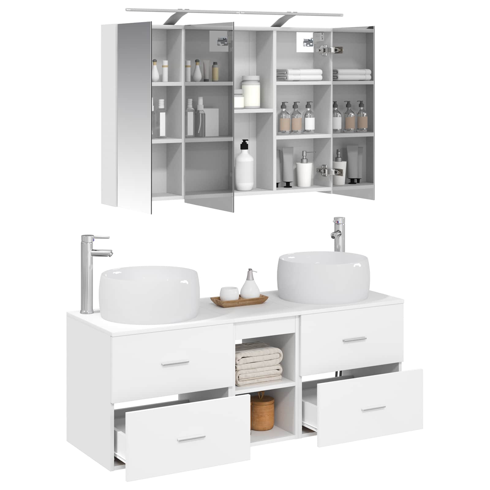vidaXL Zestaw mebli łazienkowych 4 pcs Biały