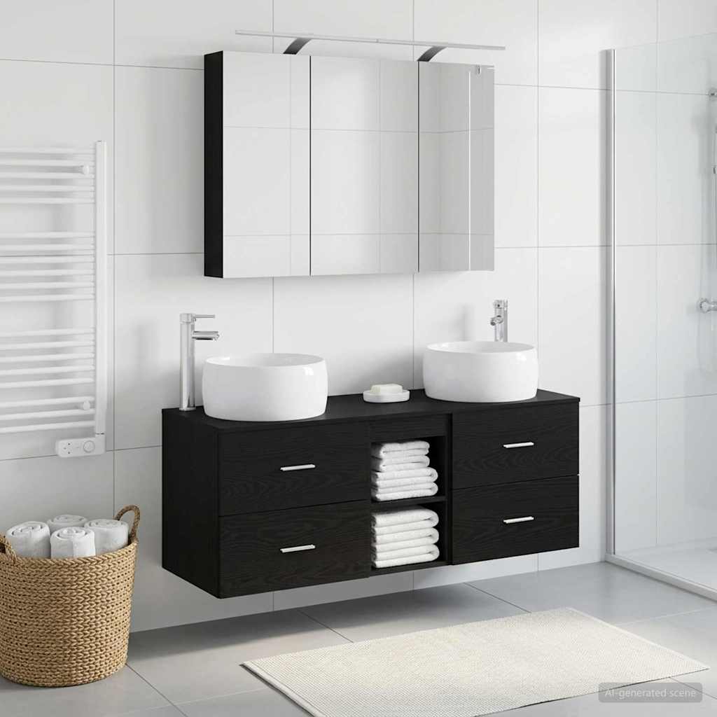 vidaXL Zestaw mebli łazienkowych 4 pcs Czarny dąb