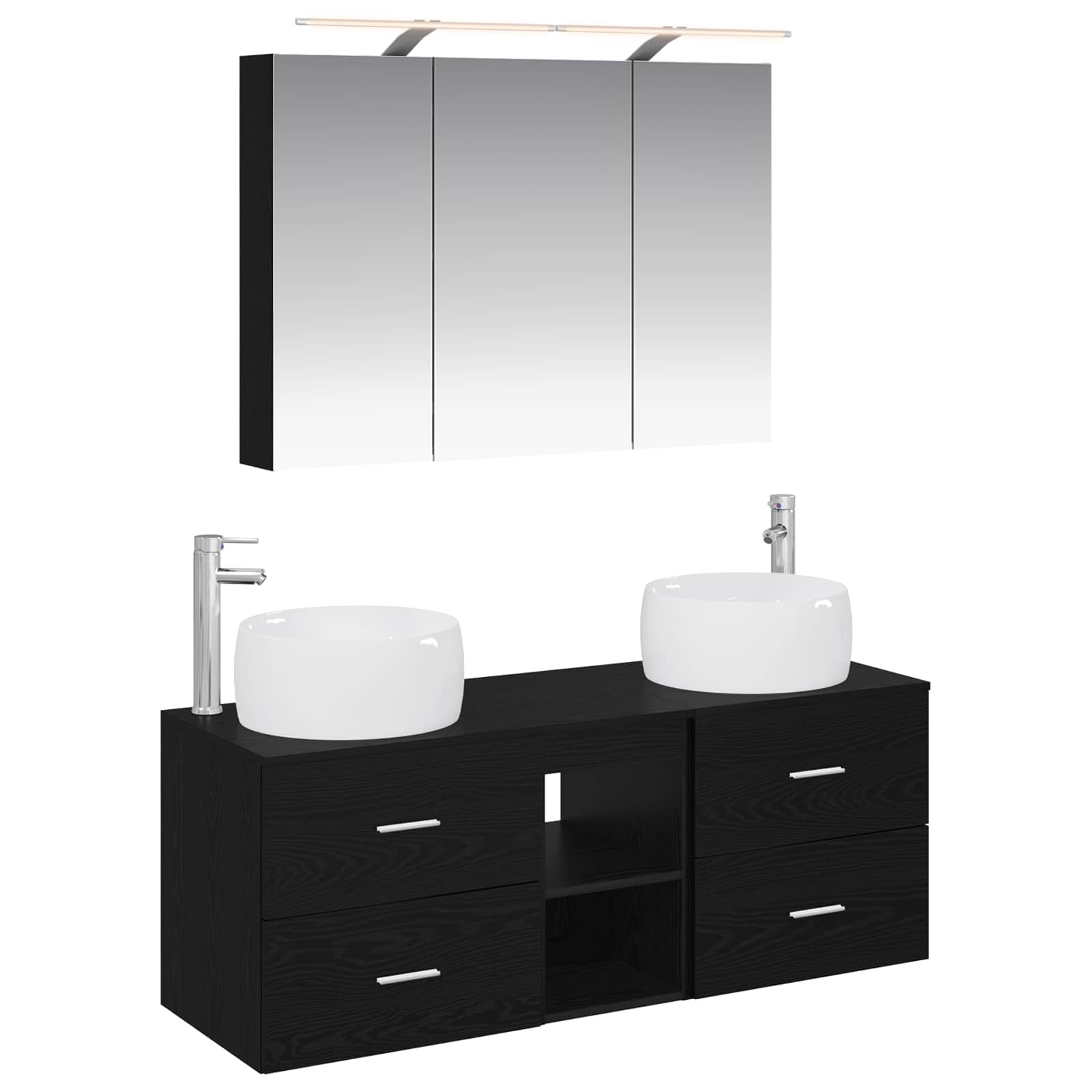 vidaXL Zestaw mebli łazienkowych 4 pcs Czarny dąb