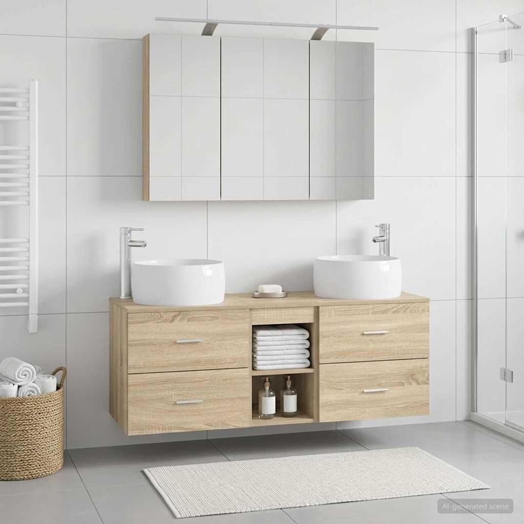 vidaXL Zestaw mebli łazienkowych 4 pcs dąb Sonoma