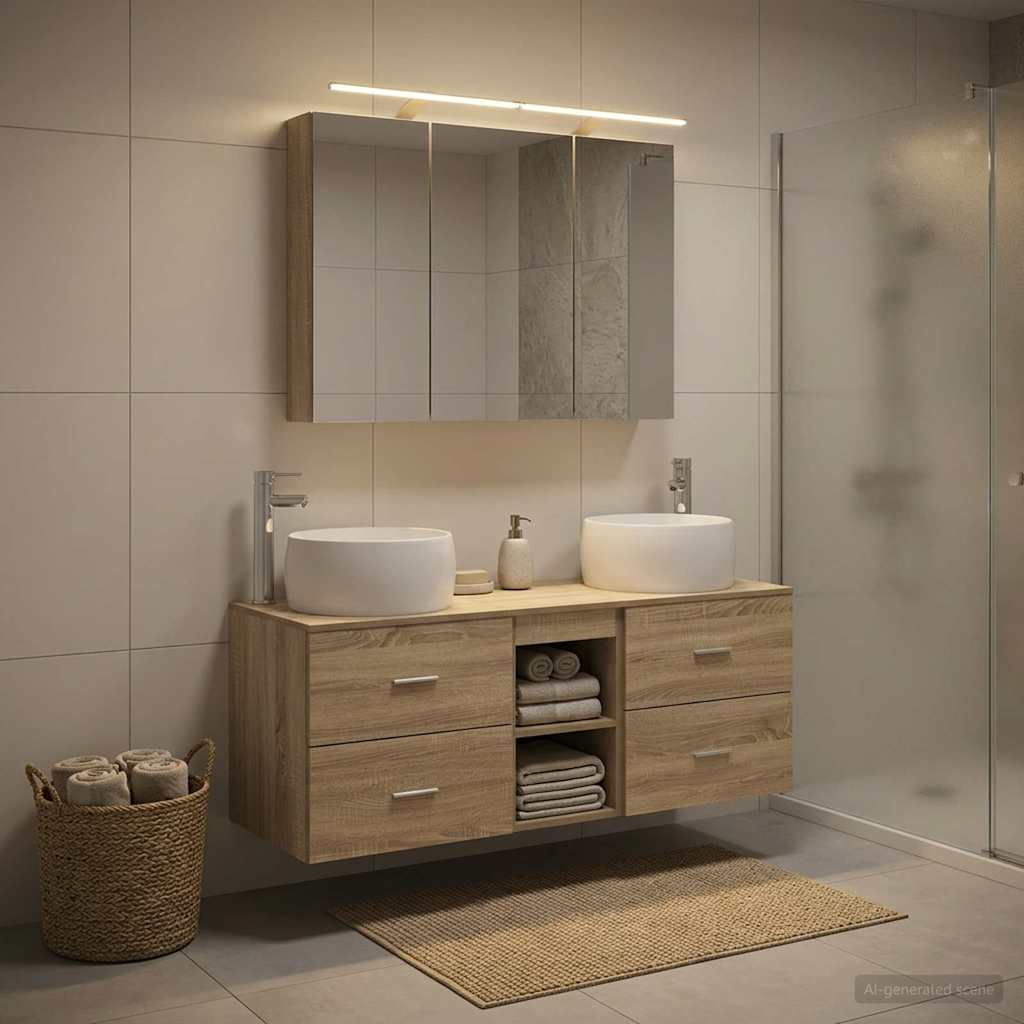 vidaXL Zestaw mebli łazienkowych 4 pcs dąb Sonoma