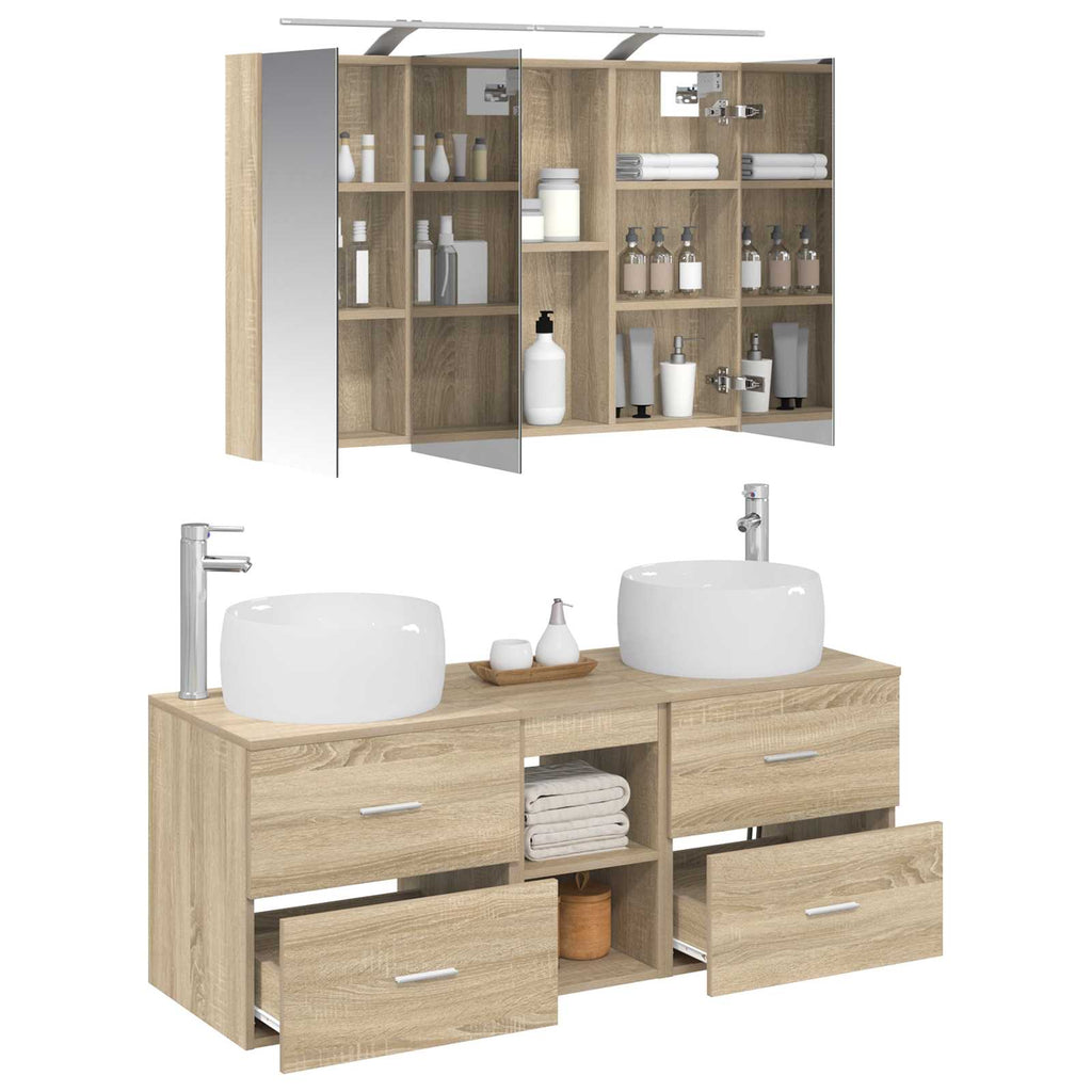 vidaXL Zestaw mebli łazienkowych 4 pcs dąb Sonoma