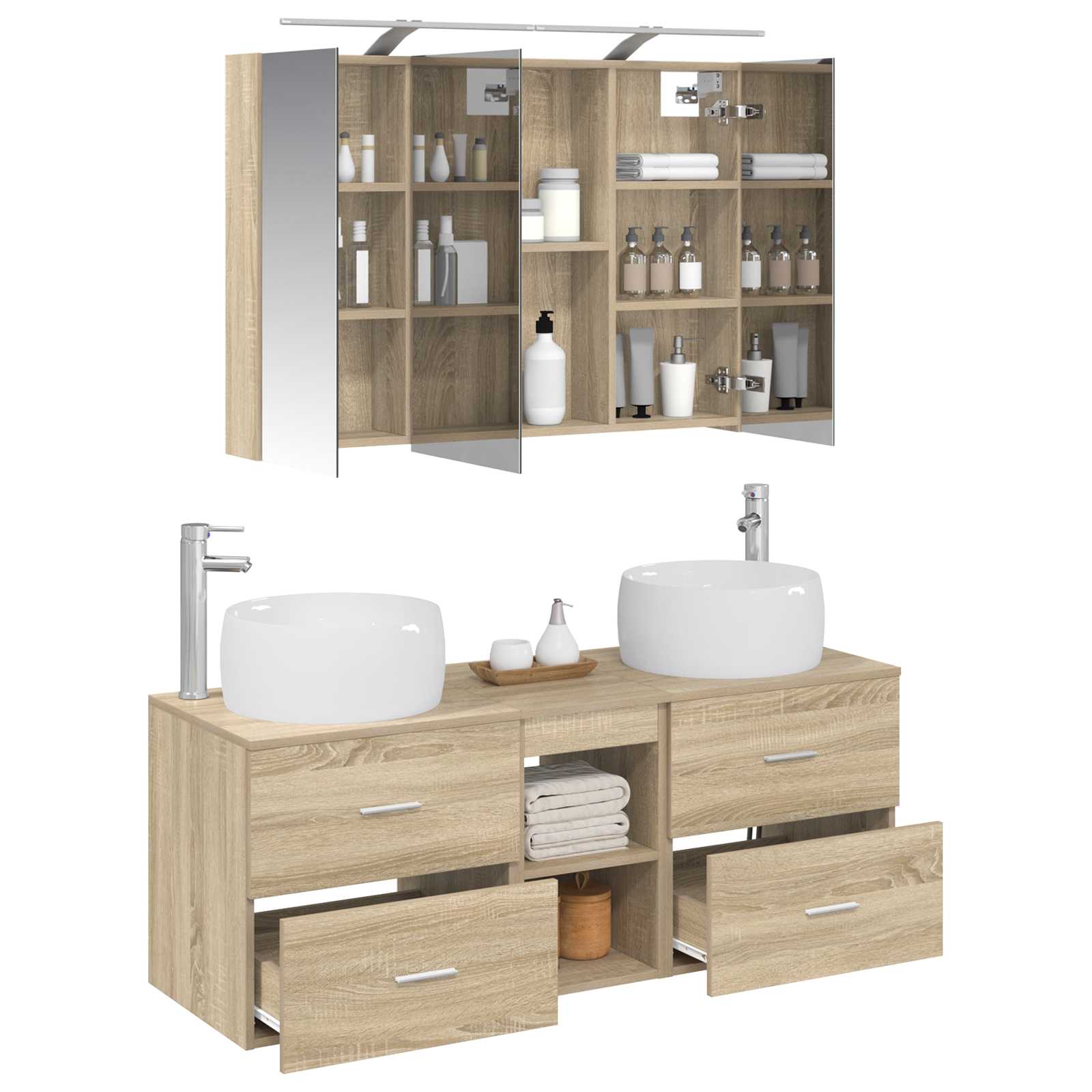 vidaXL Zestaw mebli łazienkowych 4 pcs dąb Sonoma