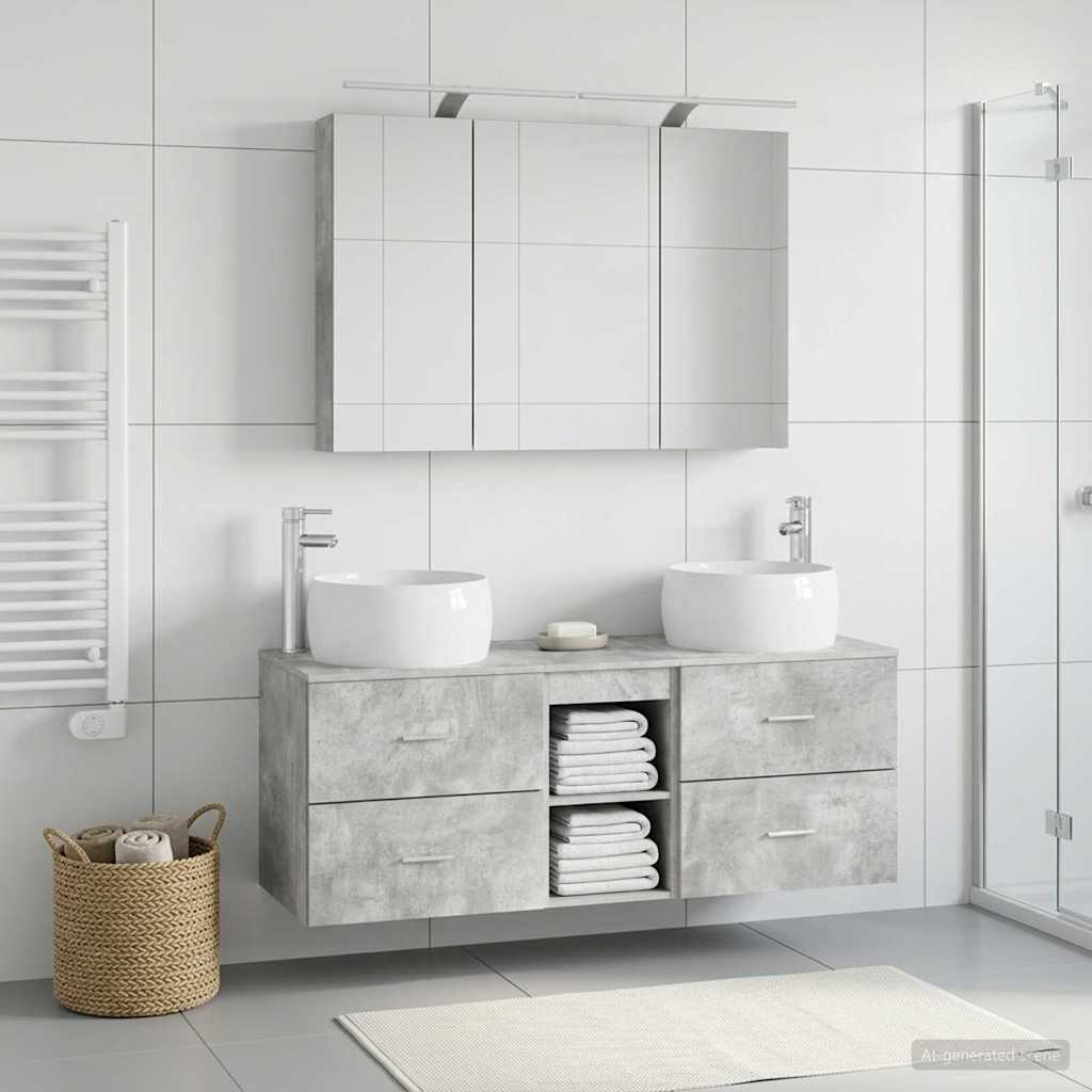 vidaXL Zestaw mebli łazienkowych 4 pcs Betonowy szary