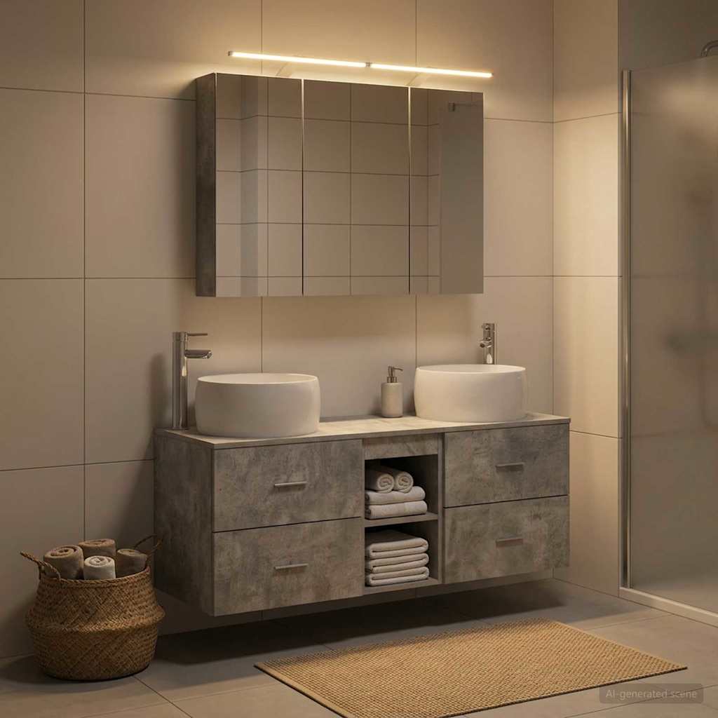 vidaXL Zestaw mebli łazienkowych 4 pcs Betonowy szary