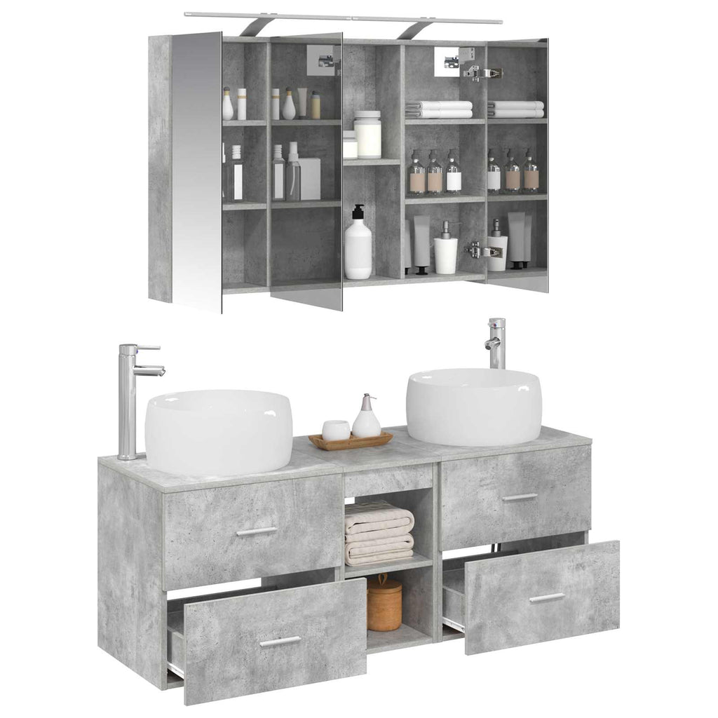 vidaXL Zestaw mebli łazienkowych 4 pcs Betonowy szary