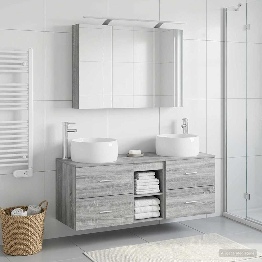 vidaXL Zestaw mebli łazienkowych 4 pcs Szary Sonoma