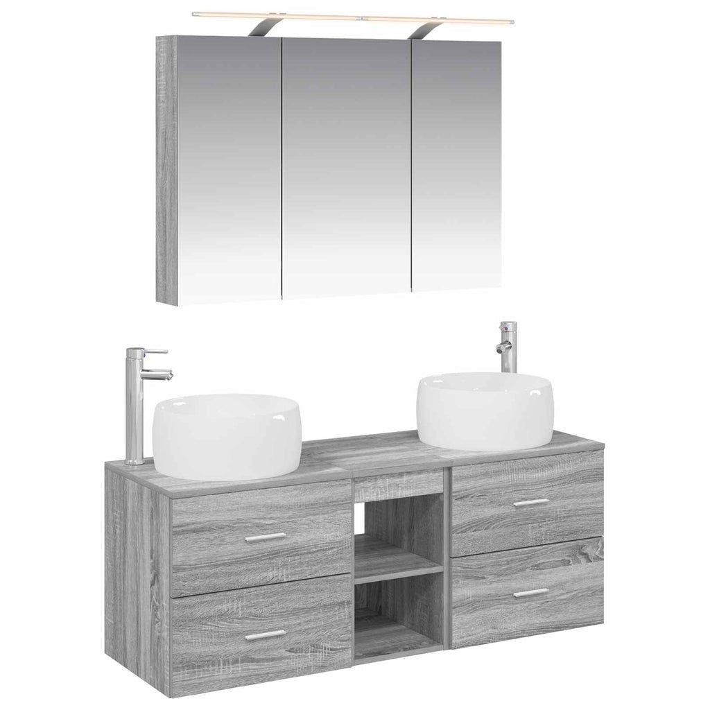 vidaXL Zestaw mebli łazienkowych 4 pcs Szary Sonoma