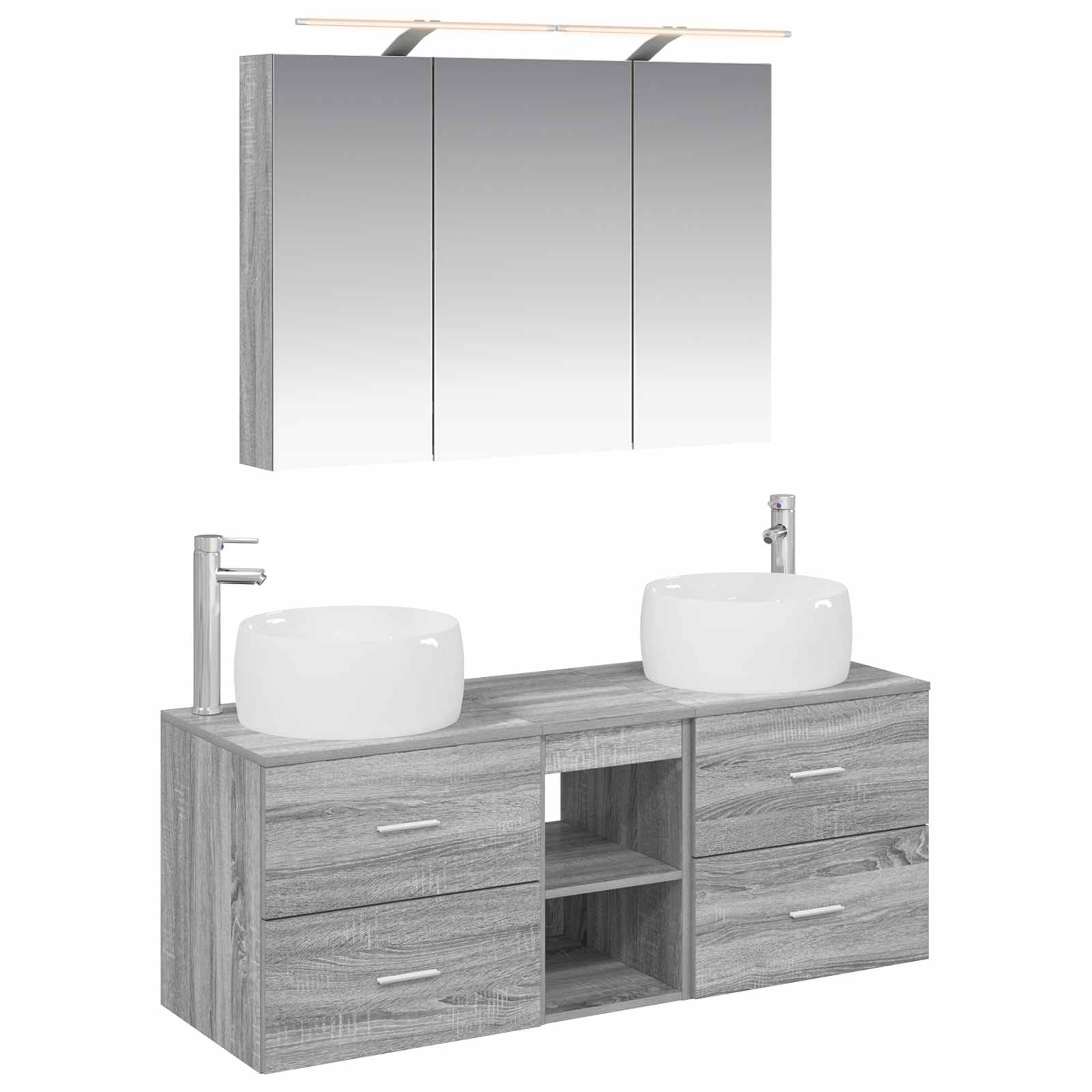 vidaXL Zestaw mebli łazienkowych 4 pcs Szary Sonoma