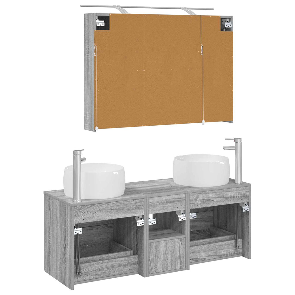 vidaXL Zestaw mebli łazienkowych 4 pcs Szary Sonoma