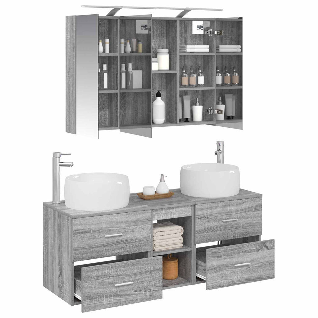 vidaXL Zestaw mebli łazienkowych 4 pcs Szary Sonoma