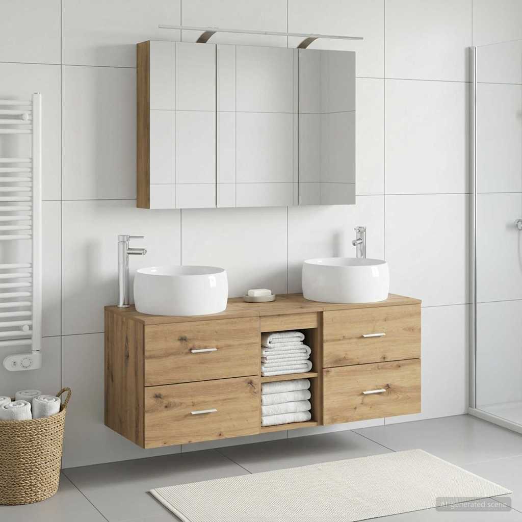 vidaXL Zestaw mebli łazienkowych 4 pcs Dąb artisan