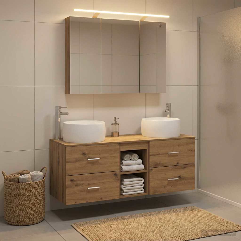 vidaXL Zestaw mebli łazienkowych 4 pcs Dąb artisan