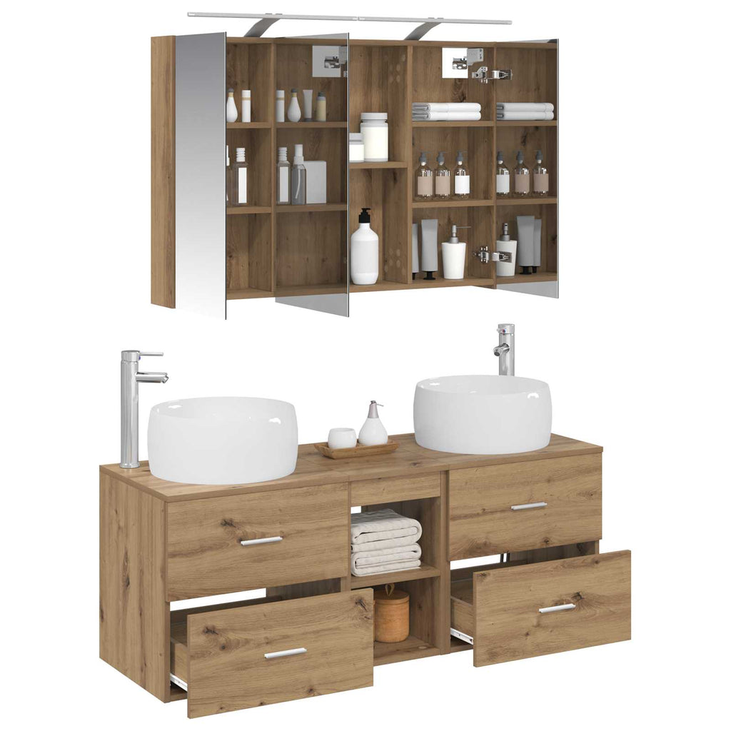 vidaXL Zestaw mebli łazienkowych 4 pcs Dąb artisan