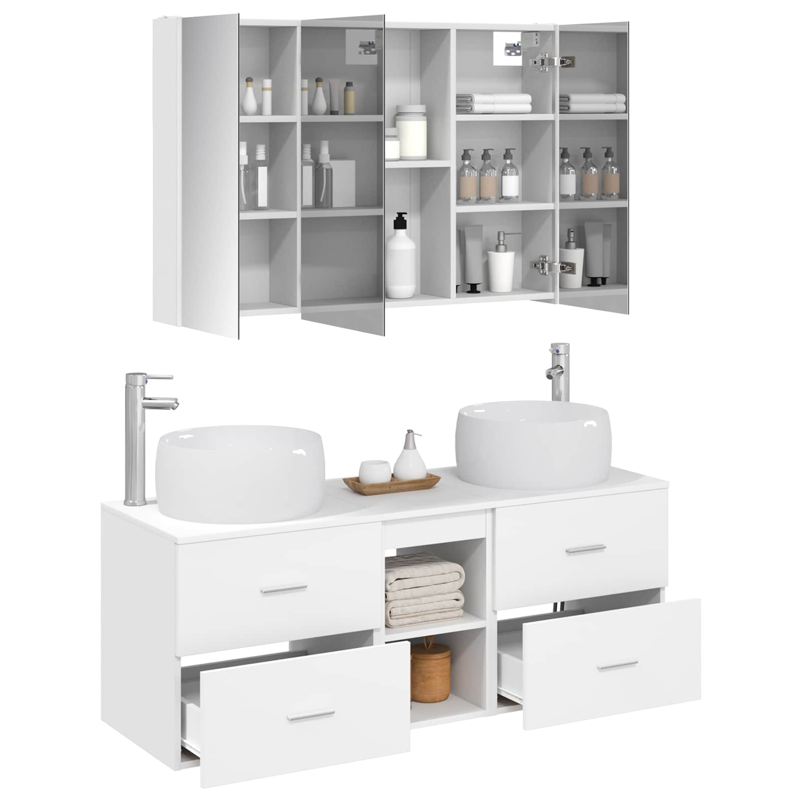 vidaXL Zestaw mebli łazienkowych 4 pcs Biały