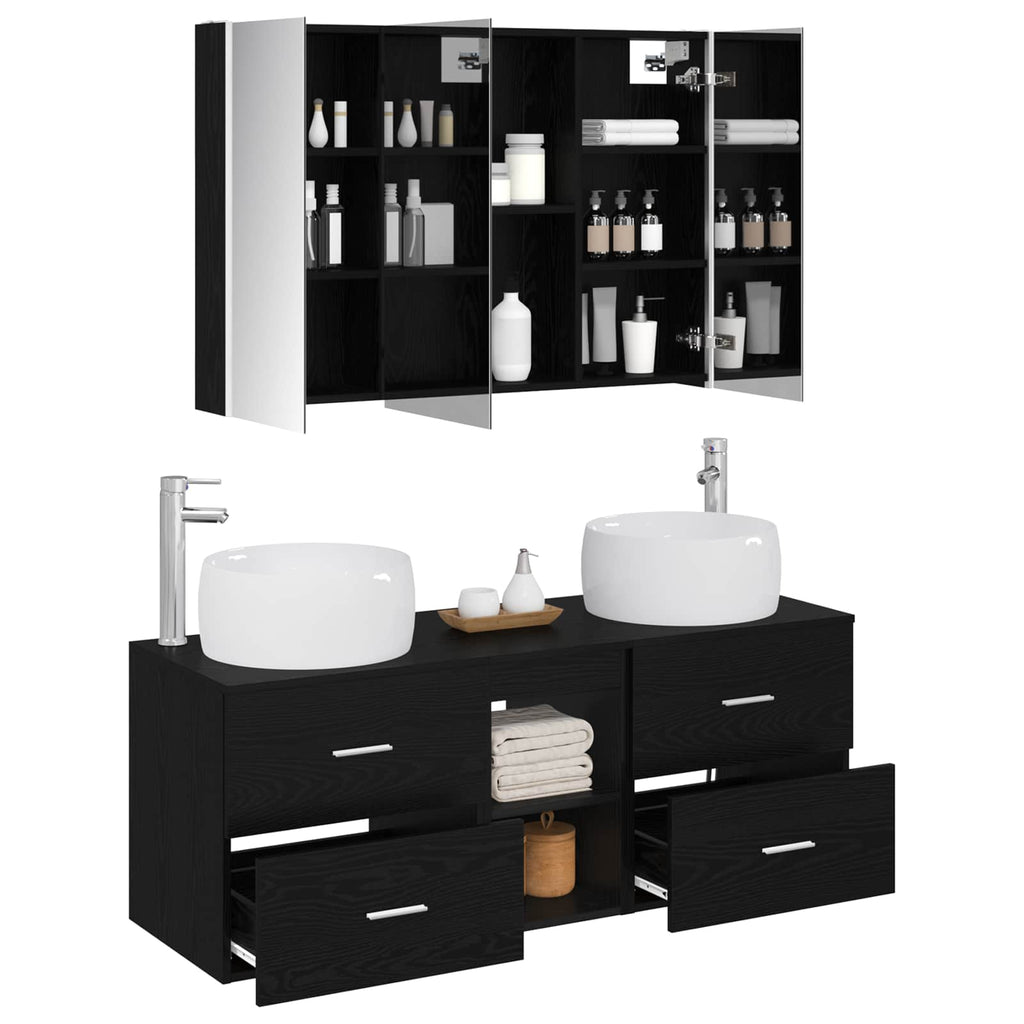 vidaXL Zestaw mebli łazienkowych 4 pcs Czarny dąb