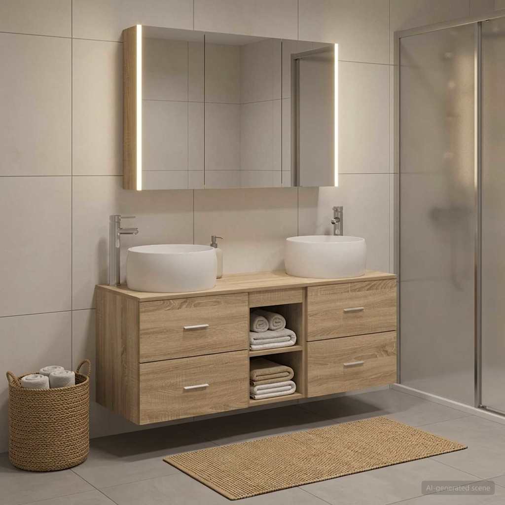 vidaXL Zestaw mebli łazienkowych 4 pcs dąb Sonoma