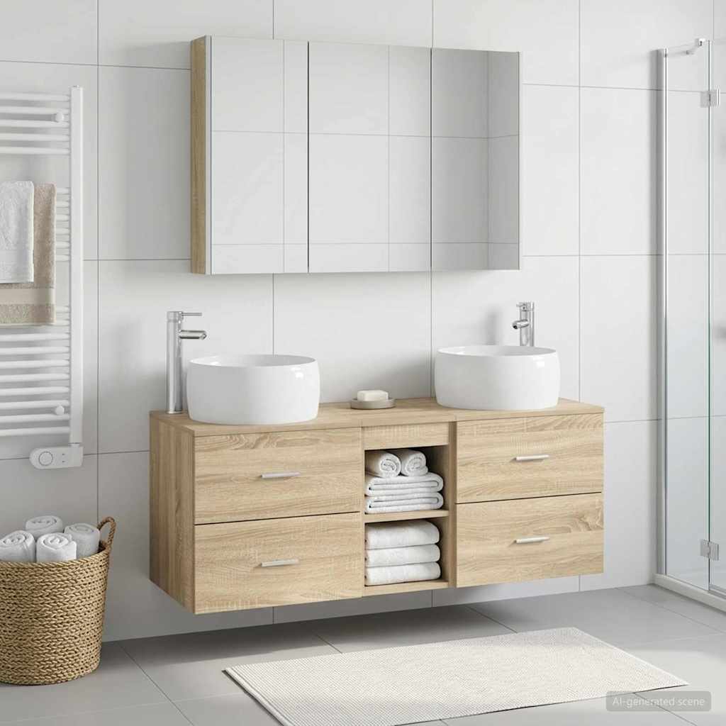 vidaXL Zestaw mebli łazienkowych 4 pcs dąb Sonoma